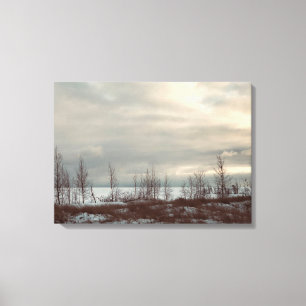 Vintage Look Winter Beach Scene Wall Art