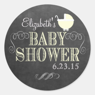 Vintage Look Yellow Baby Shower Classic Round Sticker