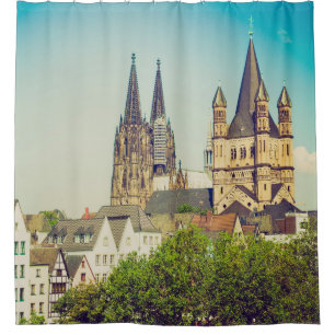 Vintage looking Koelner Dom Cologne Cathedral in K Shower Curtain