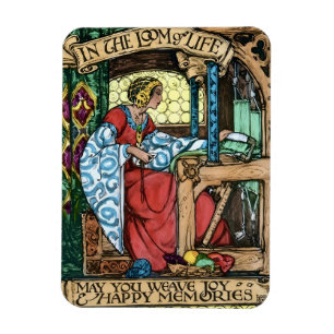 Vintage Loom of Life Illustration   Arts & Crafts  Magnet