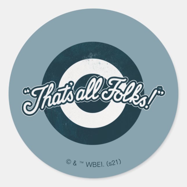 Vintage LOONEY TUNES™ "THAT'S ALL FOLKS!™" Classic Round Sticker (Front)