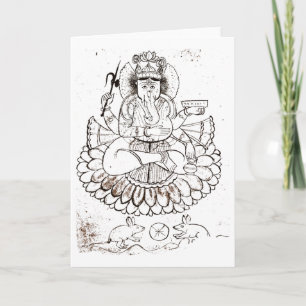 Vintage Lord Ganesha T Shirt Hindu Hinduism Yoga _ Card