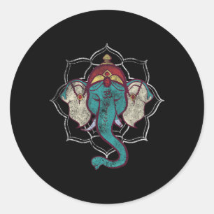 Vintage Lord Ganesha T Shirt Hindu Hinduism Yoga  Classic Round Sticker
