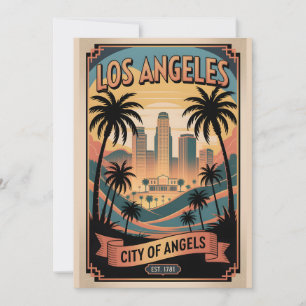 Vintage Los Angeles California City of Angels Holiday Card