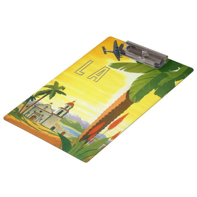 Vintage Los Angeles, California Mission with Palm Clipboard (Angled)