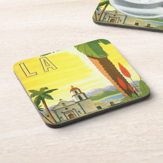 Vintage Los Angeles, California Mission with Palm Coaster (Left Side)