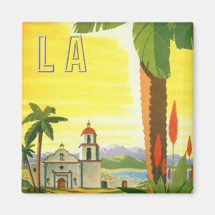 Vintage Los Angeles, California Mission with Palm Magnet