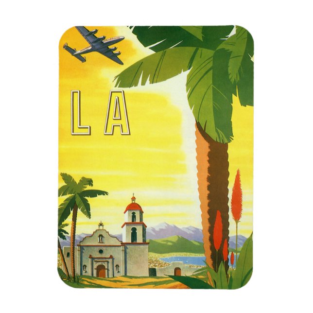 Vintage Los Angeles, California Mission with Palm Magnet (Vertical)