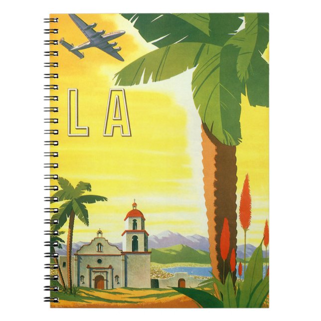 Vintage Los Angeles, California Mission with Palm Notebook (Front)