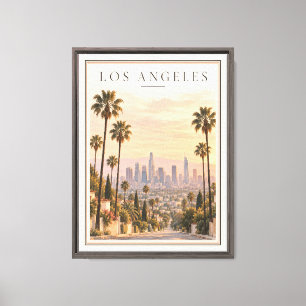Vintage Los Angeles California Palm Trees Skyline Canvas Print
