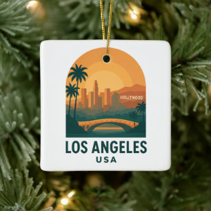 Vintage Los Angeles California Retro Hollywood  Ceramic Ornament