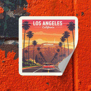 Vintage Los Angeles California Square Sticker