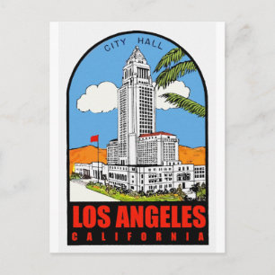 Vintage Los Angeles City Hall travel ad Postcard
