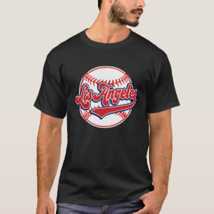 Vintage Los Angeles Cityscape Baseball Player and T-Shirt