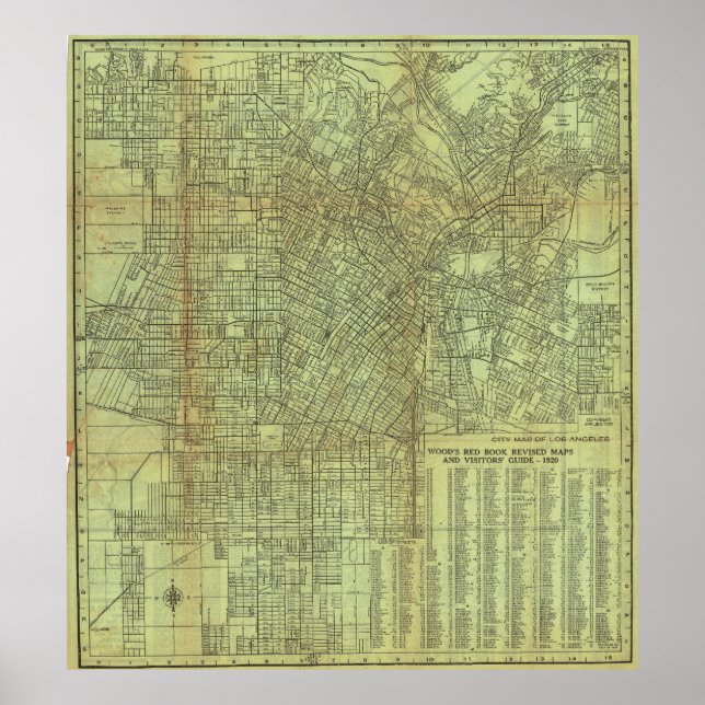 Vintage Los Angeles Map Poster 1920 (Front)