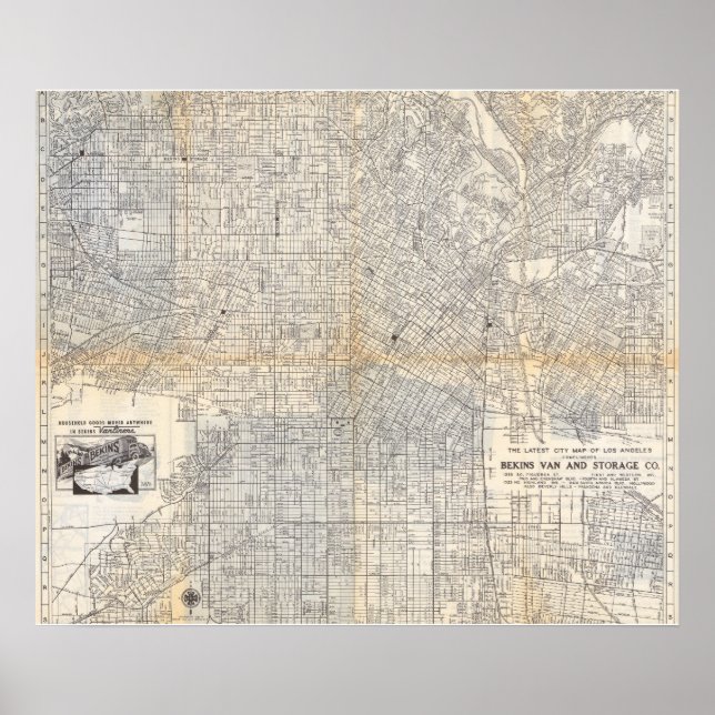 Vintage Los Angeles Map Poster 1942 (Front)