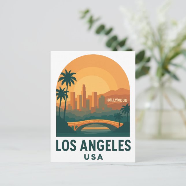 Vintage Los Angeles Travel Postcard – Retro City (Standing Front)
