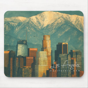 Vintage Los Angeles Watercolor Retro California Mouse Mat