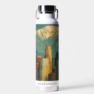 Vintage Los Angeles Watercolor Retro California Water Bottle