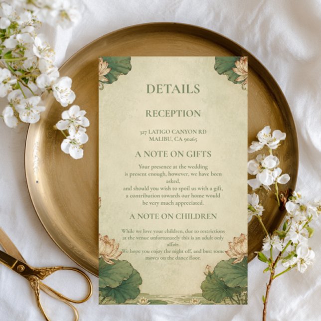 Vintage Lotus Botanical Enclosure Card (Creator Uploaded)