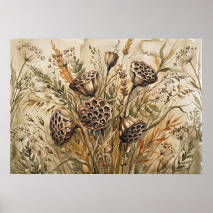 Vintage Lotus Botanical Poster
