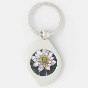 Vintage Lotus Flower Botanical Keychain