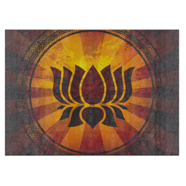 Vintage Lotus Flower Cutting Board (Front)