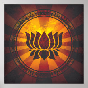 Vintage Lotus Flower Print