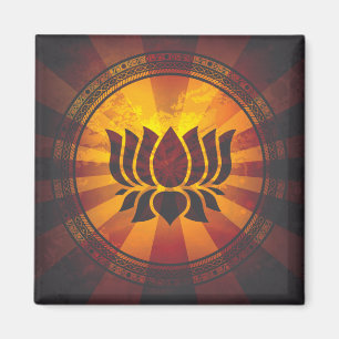 Vintage Lotus Flower Print Magnet