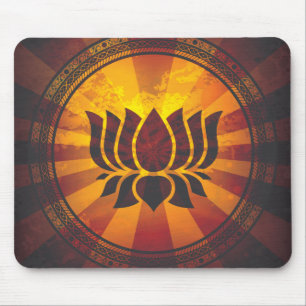 Vintage Lotus Flower Print Mouse Mat