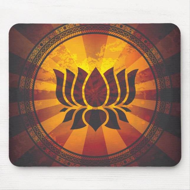 Vintage Lotus Flower Print Mouse Mat (Front)