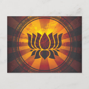 Vintage Lotus Flower Print Postcard