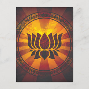 Vintage Lotus Flower Print Postcard