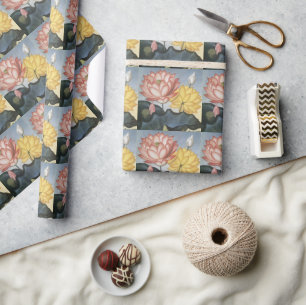 Vintage Lotus Flowers, The Sacred Egyptian Bean Wrapping Paper