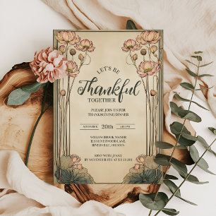 Vintage Lotus Thanksgiving Celebration Invitation