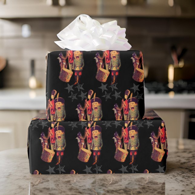 Vintage Loud Screaming Nutcracker Soldier Drums Wrapping Paper (Creator Uploaded)