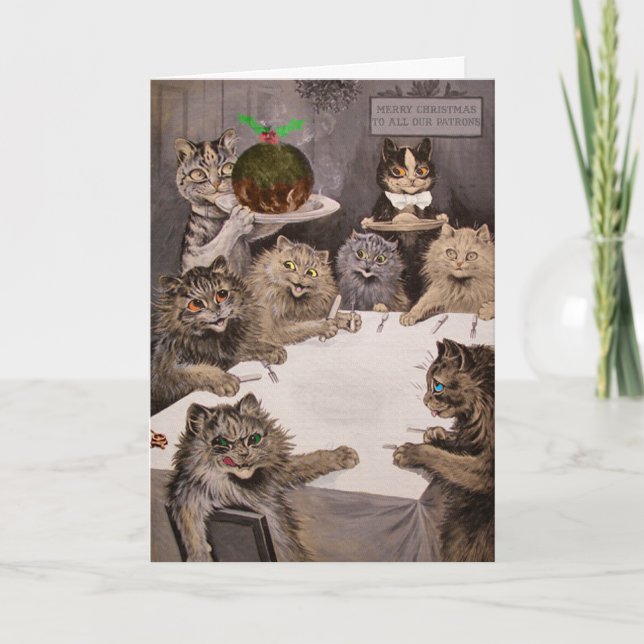 Vintage Louis Wain Cats Christmas Party Card (Front)