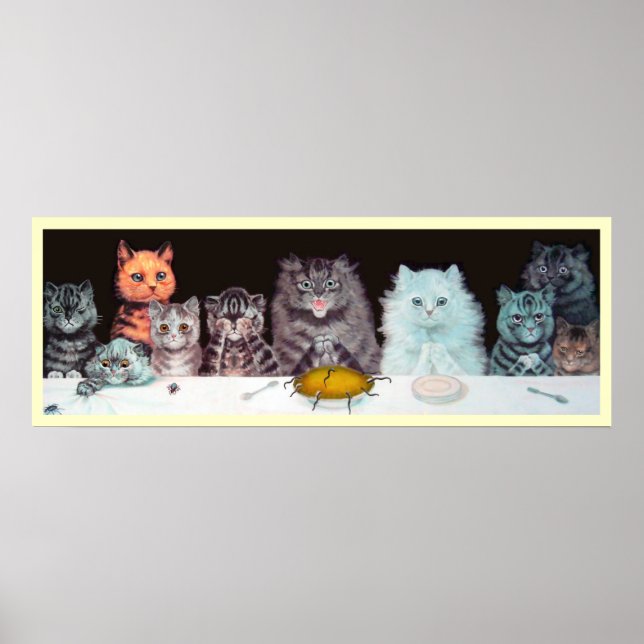 Vintage Louis Wain Cats Suppertime Poster (Front)