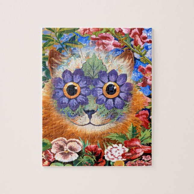 Vintage Louis Wain Flower Cat Art Puzzle (Vertical)