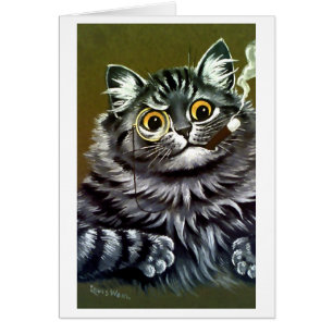 Vintage Louis Wain Let Me Think Cat Card