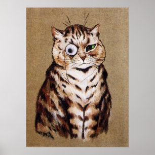 Vintage Louis Wain Monacle Cat Poster Print