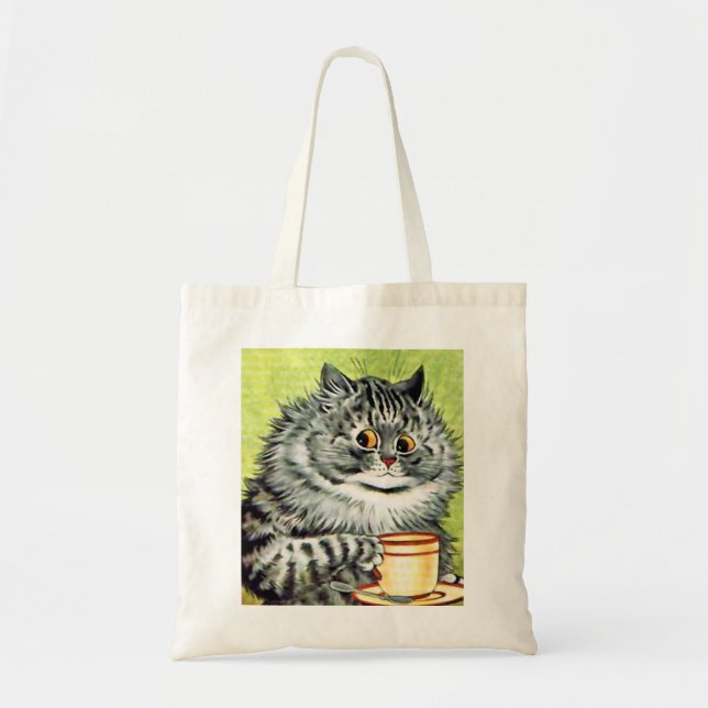 Vintage Louis Wain Tea Cup Cat Tote Bag (Front)