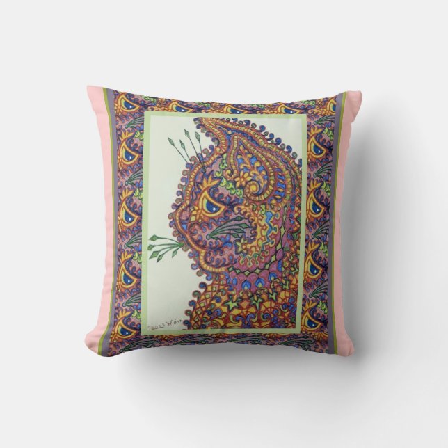 Vintage Louis Wain Wallpaper Cat Throw Pillow (Front)