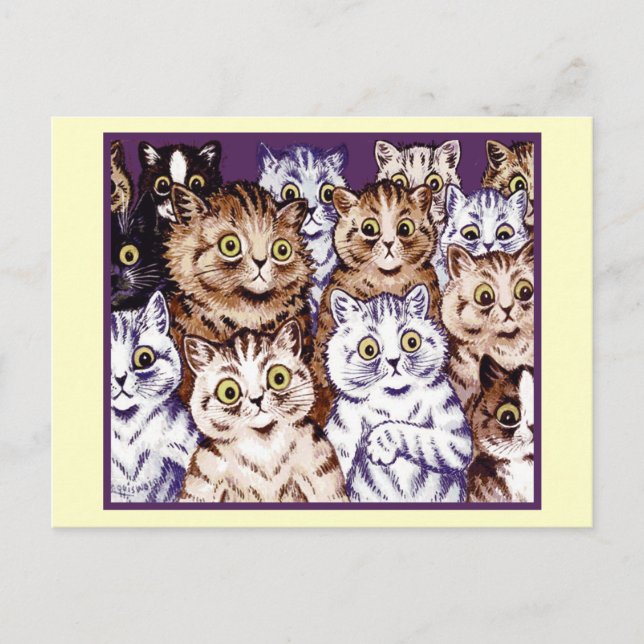 Vintage Louis Wain Wonderment Cats Postcard (Front)
