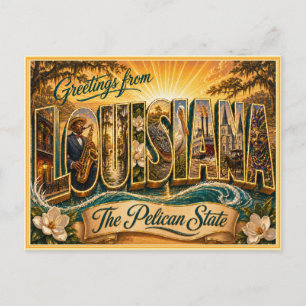 Vintage Louisiana Greeting From Postcard