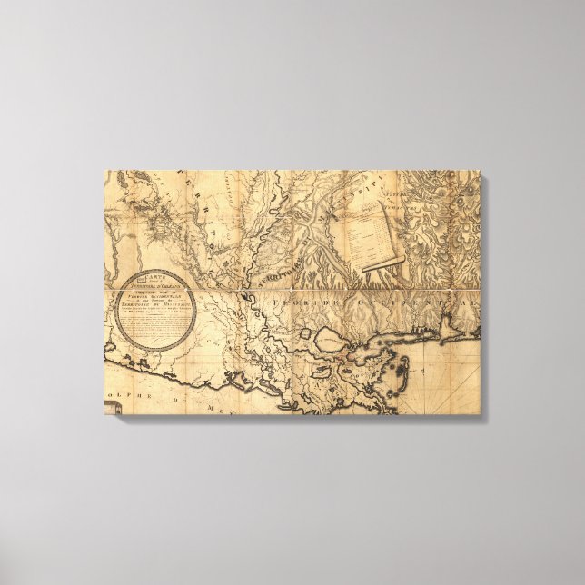 Vintage Louisiana Map Canvas (Front)