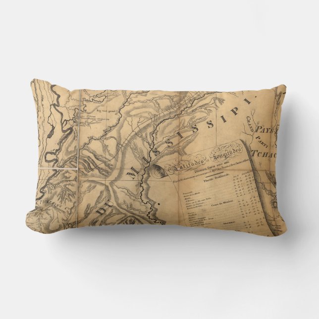 Vintage Louisiana Map Throw Pillow (Front)