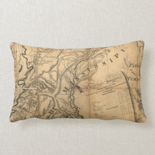Vintage Louisiana Map Throw Pillow