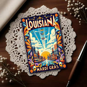 Vintage Louisiana Mardi Gras Parade Postcard