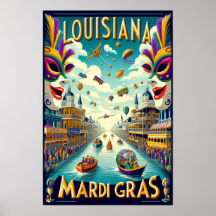 Vintage Louisiana Mardi Gras Parade Poster